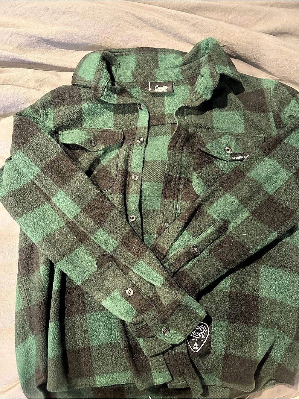 Country Liberty Plaid Shirt Jacket in Green & Black